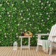 WELLFOR NP-HPY-10481WH-4 79 in. W x 39 in. D Willow and Polyester Faux Ivy Privacy Garden Fence with White Flower (4-Piece)