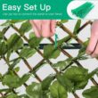 WELLFOR OP-HWY-70780 31 in. Plastic Garden Fence Green Artificial Ivy Fence Screen (Set of 3)