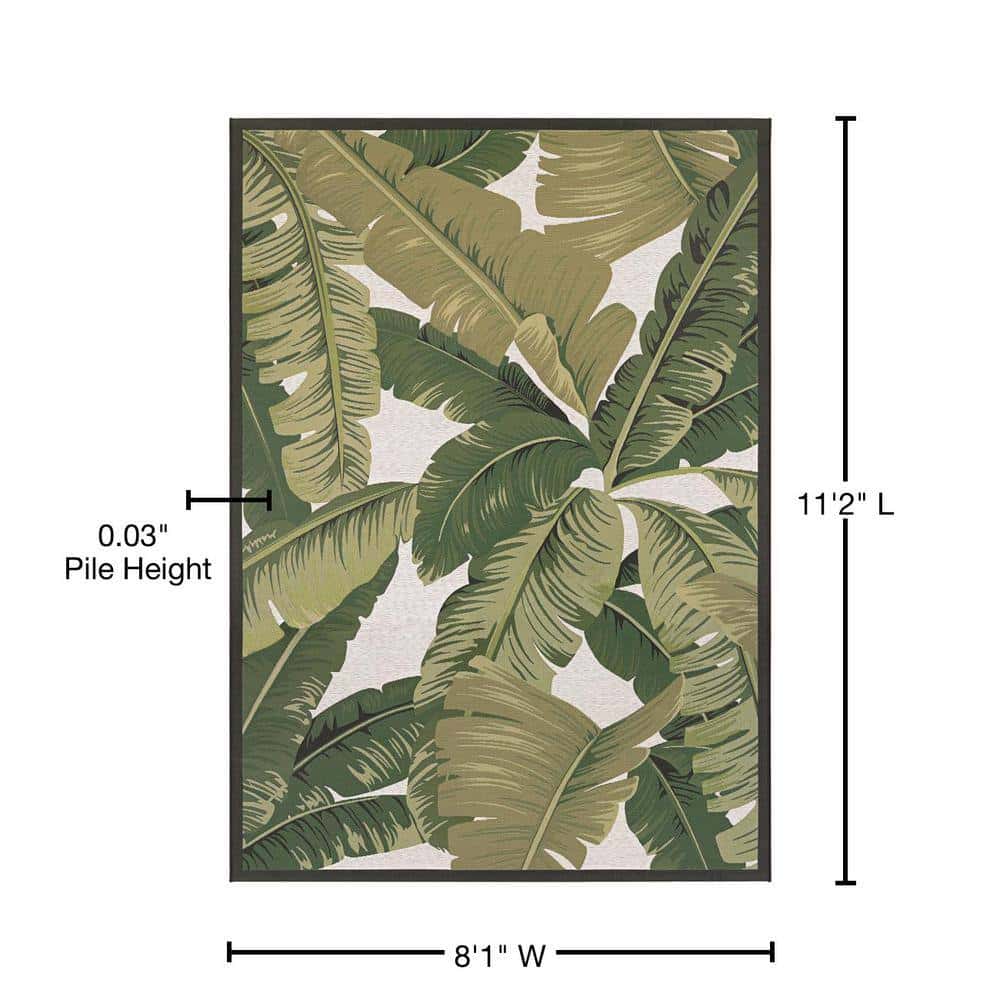 Couristan Dolce Palm Lily Hunter Green-Ivory 8 ft. x 11 ft. Indoor/Outdoor Area Rug Couristan Dolce Palm Lily Hunter Green-Ivory 8 ft. x 11 ft. Indoor/Outdoor Area Rug - Image 3