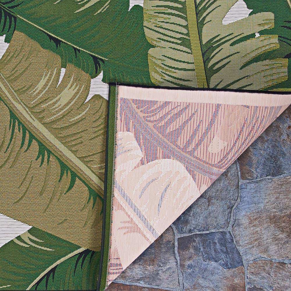 Couristan Dolce Palm Lily Hunter Green-Ivory 8 ft. x 11 ft. Indoor/Outdoor Area Rug Couristan Dolce Palm Lily Hunter Green-Ivory 8 ft. x 11 ft. Indoor/Outdoor Area Rug - Image 4