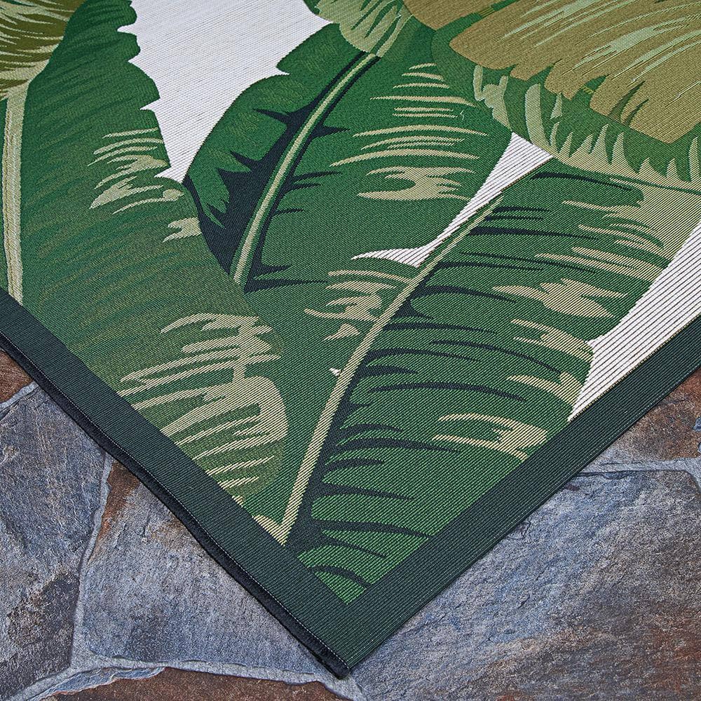 Couristan Dolce Palm Lily Hunter Green-Ivory 8 ft. x 11 ft. Indoor/Outdoor Area Rug Couristan Dolce Palm Lily Hunter Green-Ivory 8 ft. x 11 ft. Indoor/Outdoor Area Rug - Image 5