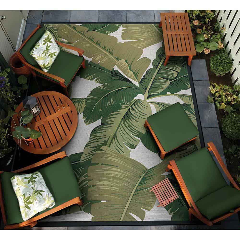 Couristan Dolce Palm Lily Hunter Green-Ivory 8 ft. x 11 ft. Indoor/Outdoor Area Rug Couristan Dolce Palm Lily Hunter Green-Ivory 8 ft. x 11 ft. Indoor/Outdoor Area Rug - Image 2