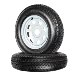 eCustomrim 2-Pack Trailer Tire Rim ST205/75D15 15 in. Load Range C 5 Lug White Spoke Wheel - 2 Year Warranty w/Free Roadside