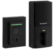 Kwikset 720HFLxHalo Halo Touch Matte Black Contemporary Fingerprint Wi-Fi Smart Lock Deadbolt Feat SmartKey and Halifax Rectangular Lever