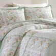 Laura Ashley Harper 4-Piece Jade Green Floral Cotton Queen Comforter Set