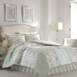 Laura Ashley Harper 4-Piece Jade Green Floral Cotton Queen Comforter Set
