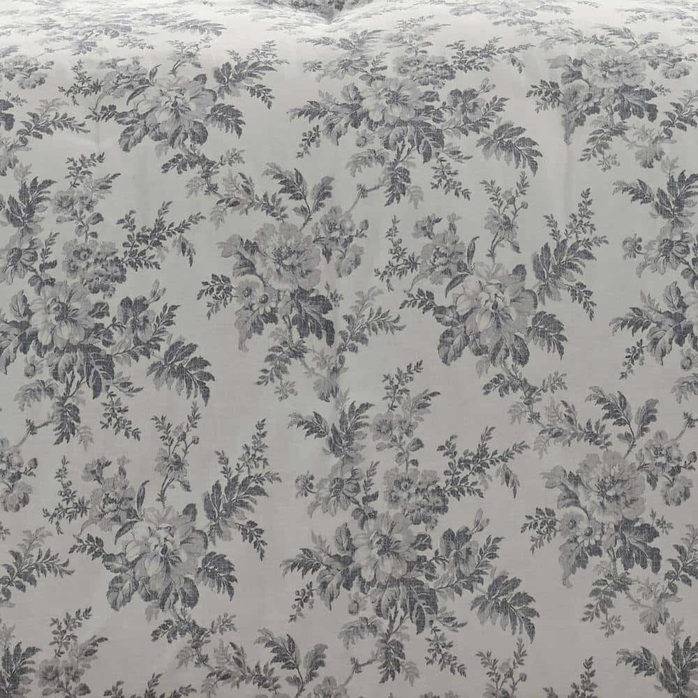 Laura Ashley Annalise 3-Piece Gray Floral Cotton King Comforter Set Laura Ashley Annalise 3-Piece Gray Floral Cotton King Comforter Set - Image 5