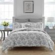 Laura Ashley Annalise 3-Piece Gray Floral Cotton King Comforter Set Laura Ashley Annalise 3-Piece Gray Floral Cotton King Comforter Set