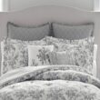 Laura Ashley Annalise 3-Piece Gray Floral Cotton King Comforter Set Laura Ashley Annalise 3-Piece Gray Floral Cotton King Comforter Set