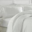 Laura Ashley Annabella 3-Piece White Solid Cotton King Comforter Set