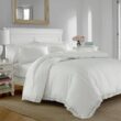 Laura Ashley Annabella 3-Piece White Solid Cotton King Comforter Set