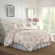 Laura Ashley Wisteria 3-Piece Pink Floral Plush Microfiber King Comforter Set