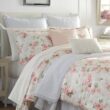 Laura Ashley Wisteria 3-Piece Pink Floral Plush Microfiber King Comforter Set