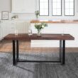 Walker Edison Furniture Company Durango 72 in. Mahogany Rustic Urban Industrial Farmhouse Distressed Solid Wood Dining Table