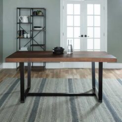 Walker Edison Furniture Company  Durango 72 in. Mahogany Rustic Urban Industrial Farmhouse Distressed Solid Wood Dining Table