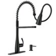 MOEN Essie Single-Handle Pre-Rinse Spring Pulldown Sprayer Kitchen Faucet with Power Clean in Matte Black MOEN Essie Single-Handle Pre-Rinse Spring Pulldown Sprayer Kitchen Faucet with Power Clean in Matte Black