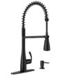 MOEN Essie Single-Handle Pre-Rinse Spring Pulldown Sprayer Kitchen Faucet with Power Clean in Matte Black MOEN Essie Single-Handle Pre-Rinse Spring Pulldown Sprayer Kitchen Faucet with Power Clean in Matte Black