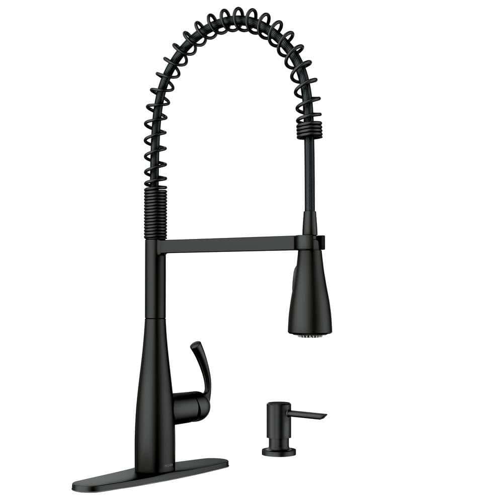 MOEN Essie Single-Handle Pre-Rinse Spring Pulldown Sprayer Kitchen Faucet with Power Clean in Matte Black MOEN Essie Single-Handle Pre-Rinse Spring Pulldown Sprayer Kitchen Faucet with Power Clean in Matte Black - Image 2