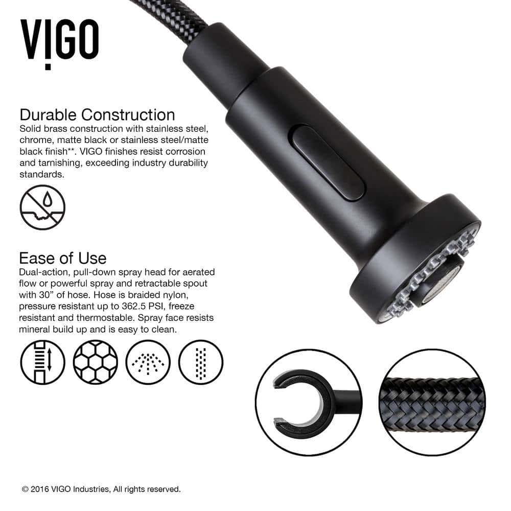 VIGO Edison Single Handle Pull-Down Sprayer Kitchen Faucet Set with Soap Dispenser in Matte Black VIGO Edison Single Handle Pull-Down Sprayer Kitchen Faucet Set with Soap Dispenser in Matte Black - Image 10