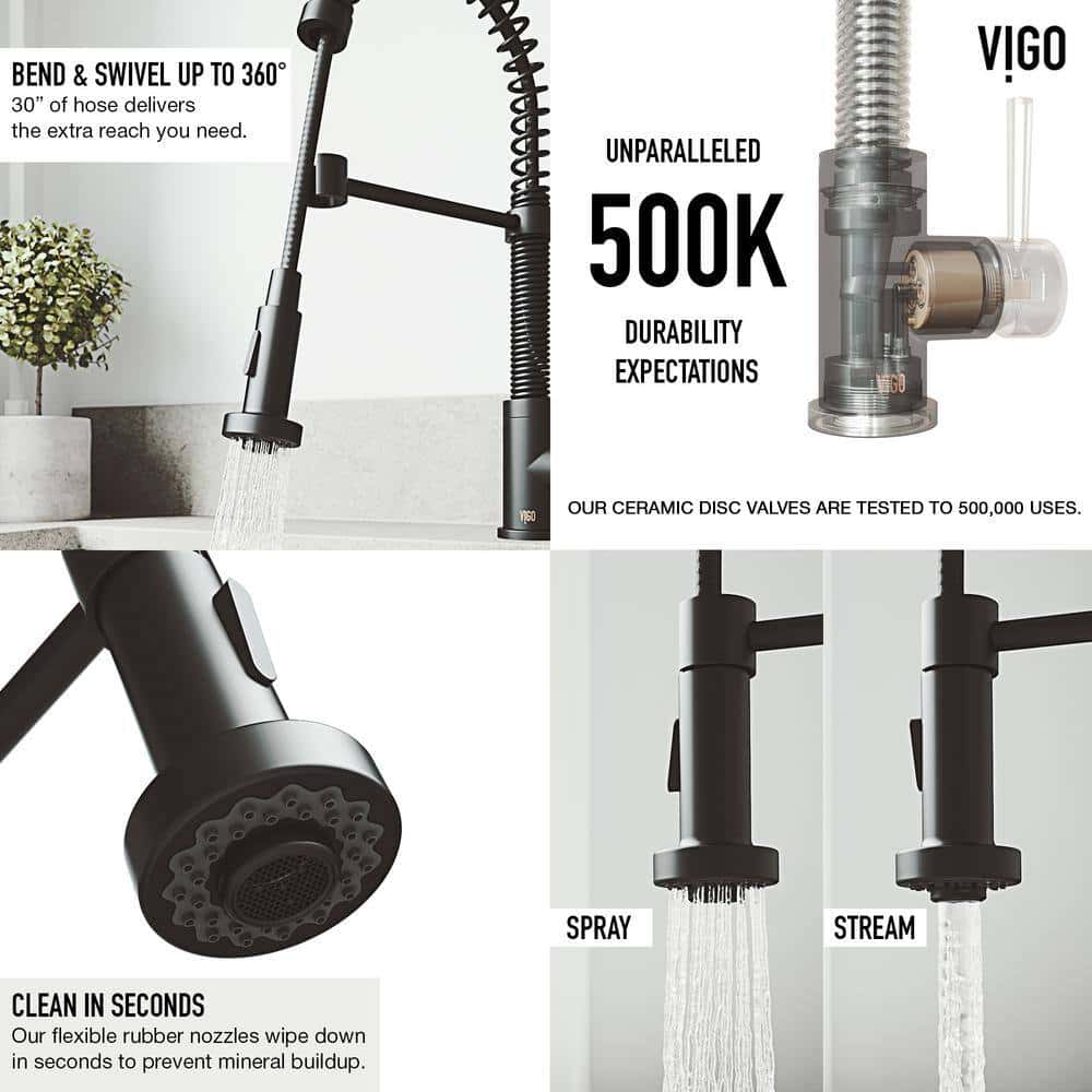 VIGO Edison Single Handle Pull-Down Sprayer Kitchen Faucet Set with Soap Dispenser in Matte Black VIGO Edison Single Handle Pull-Down Sprayer Kitchen Faucet Set with Soap Dispenser in Matte Black - Image 11