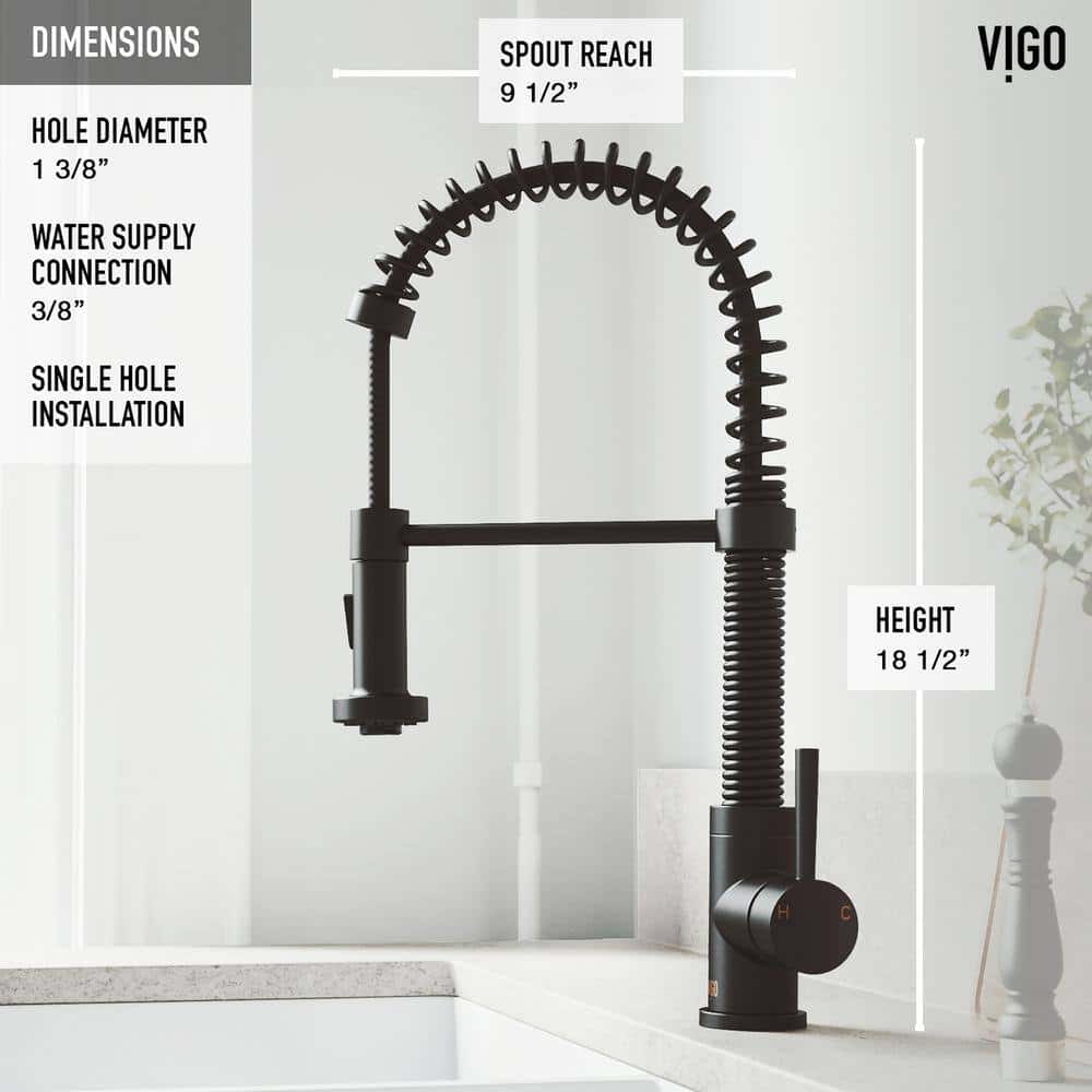VIGO Edison Single Handle Pull-Down Sprayer Kitchen Faucet Set with Soap Dispenser in Matte Black VIGO Edison Single Handle Pull-Down Sprayer Kitchen Faucet Set with Soap Dispenser in Matte Black - Image 13