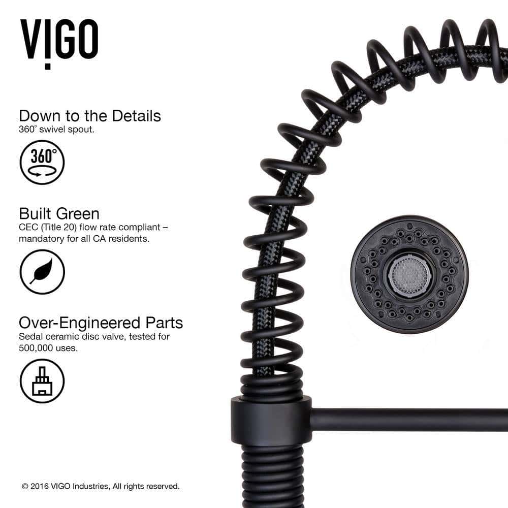 VIGO Edison Single Handle Pull-Down Sprayer Kitchen Faucet Set with Soap Dispenser in Matte Black VIGO Edison Single Handle Pull-Down Sprayer Kitchen Faucet Set with Soap Dispenser in Matte Black - Image 8