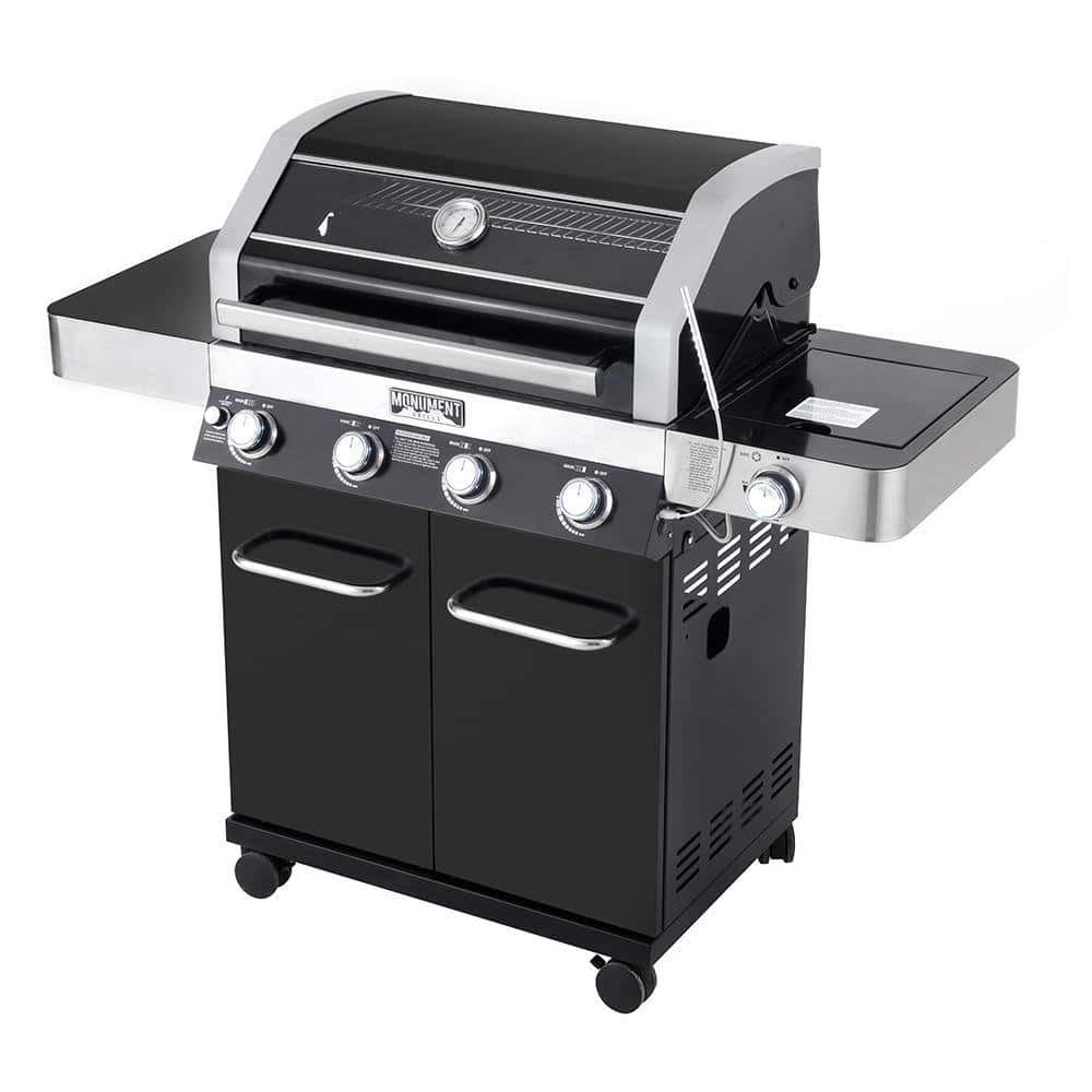 Monument Grills 42538B 4-Burner Propane Gas Grill in Black with ClearView Lid, LED Controls, Side Burner and USB Light Monument Grills 42538B 4-Burner Propane Gas Grill in Black with ClearView Lid, LED Controls, Side Burner and USB Light - Image 7