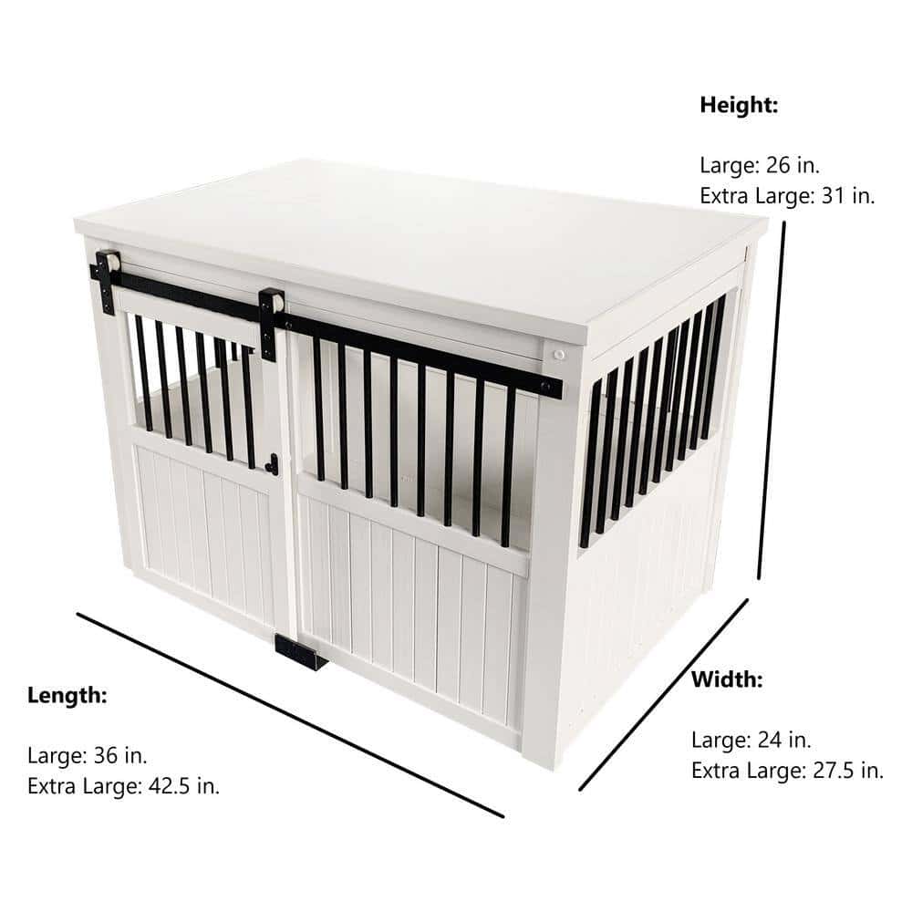 New Age Pet EHDBC15-04XL Homestead ECOFLEX Antique White Sliding Barn Door Dog Crate Extra Large New Age Pet EHDBC15-04XL Homestead ECOFLEX Antique White Sliding Barn Door Dog Crate Extra Large - Image 3