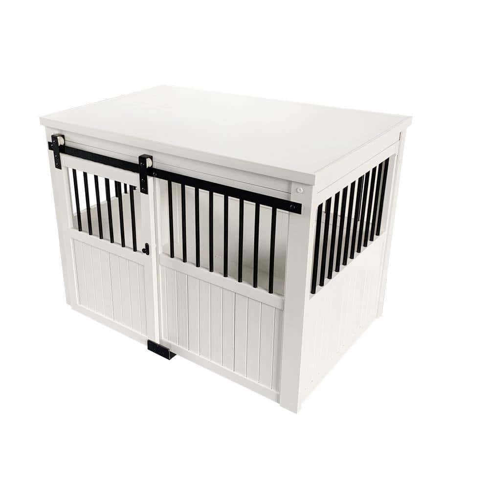 New Age Pet EHDBC15-04XL Homestead ECOFLEX Antique White Sliding Barn Door Dog Crate Extra Large New Age Pet EHDBC15-04XL Homestead ECOFLEX Antique White Sliding Barn Door Dog Crate Extra Large