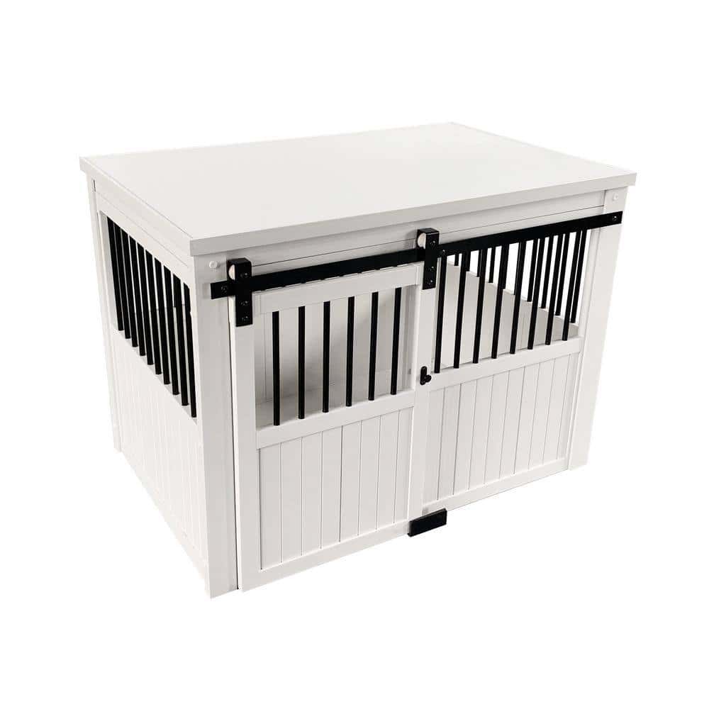 New Age Pet EHDBC15-04XL Homestead ECOFLEX Antique White Sliding Barn Door Dog Crate Extra Large New Age Pet EHDBC15-04XL Homestead ECOFLEX Antique White Sliding Barn Door Dog Crate Extra Large - Image 2