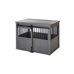 New Age Pet EHDBC15-05L Homestead ECOFLEX Grey Sliding Barn Door Dog Crate Large