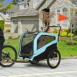 PawHut D00-168V00LB 2-in-1 Dog Bike Trailer Pet Stroller Carrier for Large Dogs, Pet Bicycle Cart Wagon Cargo for Travel, Blue