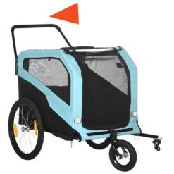 PawHut D00-168V00LB 2-in-1 Dog Bike Trailer Pet Stroller Carrier for Large Dogs, Pet Bicycle Cart Wagon Cargo for Travel, Blue