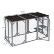 PawHut D32-002GY 71 in. L Grey Wooden Outdoor Cat House with Asphalt Roof, Multi-Level Platforms, and Large Enter Door PawHut D32-002GY 71 in. L Grey Wooden Outdoor Cat House with Asphalt Roof, Multi-Level Platforms, and Large Enter Door