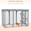 PawHut D32-002GY 71 in. L Grey Wooden Outdoor Cat House with Asphalt Roof, Multi-Level Platforms, and Large Enter Door PawHut D32-002GY 71 in. L Grey Wooden Outdoor Cat House with Asphalt Roof, Multi-Level Platforms, and Large Enter Door
