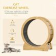 PawHut D30-517V01 Natural Wood Color Small/Medium Cat Wooden Cat Exercise Wheel Treadmill Cat Tree