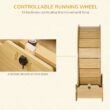 PawHut D30-517V01 Natural Wood Color Small/Medium Cat Wooden Cat Exercise Wheel Treadmill Cat Tree
