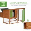 PawHut D3-0002 Large Natural Wood and Green 0.04 -Acre In-Ground Poultry Cage with Outdoor Run and Nesting Box