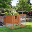 PawHut D3-0002 Large Natural Wood and Green 0.04 -Acre In-Ground Poultry Cage with Outdoor Run and Nesting Box