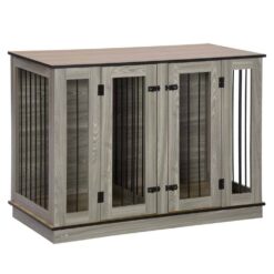 PawHut D02-087V80 Furniture Style Dog Crate with Removable Panel, End Table with Two Rooms Design - Large