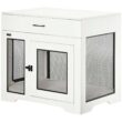 PawHut D02-133V00WT Dog Crate Furniture with Soft Water-Resistant Cushion, Dog Crate End Table with Drawer, White PawHut D02-133V00WT Dog Crate Furniture with Soft Water-Resistant Cushion, Dog Crate End Table with Drawer, White