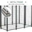 PawHut D02-011V02 Black Steel 6 ft. x 4 ft. x 6 ft. 0.0005 -Acre In-Ground Dog Fence Dog Kennel Outdoor Steel Fence with Canopy