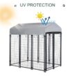 PawHut D02-011V02 Black Steel 6 ft. x 4 ft. x 6 ft. 0.0005 -Acre In-Ground Dog Fence Dog Kennel Outdoor Steel Fence with Canopy