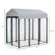 PawHut D02-011V02 Black Steel 6 ft. x 4 ft. x 6 ft. 0.0005 -Acre In-Ground Dog Fence Dog Kennel Outdoor Steel Fence with Canopy