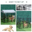 PawHut D02-011V02 Black Steel 6 ft. x 4 ft. x 6 ft. 0.0005 -Acre In-Ground Dog Fence Dog Kennel Outdoor Steel Fence with Canopy