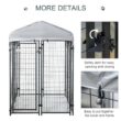 PawHut D02-011V02 Black Steel 6 ft. x 4 ft. x 6 ft. 0.0005 -Acre In-Ground Dog Fence Dog Kennel Outdoor Steel Fence with Canopy