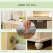 PawHut D31-058V80AK 39 in. x 21 in. x 27 in. Indoor Oak Wooden/Rattan Cat Litter Box Enclosure, Hidden Cat Washroom with Soft Cushion
