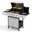 PHI VILLA THD-E2GR1 4-Burner Propane Gas Grill in Stainless Steel with Side Burner Regulator and Hose PHI VILLA THD-E2GR1 4-Burner Propane Gas Grill in Stainless Steel with Side Burner Regulator and Hose