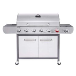 Royal Gourmet SG6002S 6-Burner BBQ Stainless Steel Gas Grill with Sear and Side Burners, Liquid Propane Cabinet Style Gas Grill, 71,000 BTU