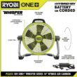 RYOBI PCL813B ONE+ 18V Cordless Hybrid WHISPER SERIES 14 in. Air Cannon Fan (Tool Only)